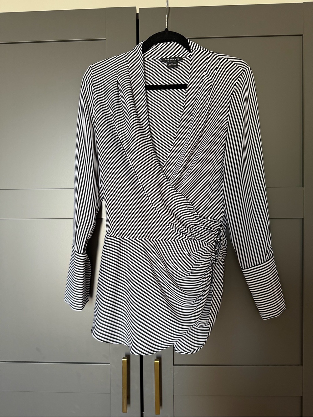 Trouvé Black and White Striped Wrap Blouse